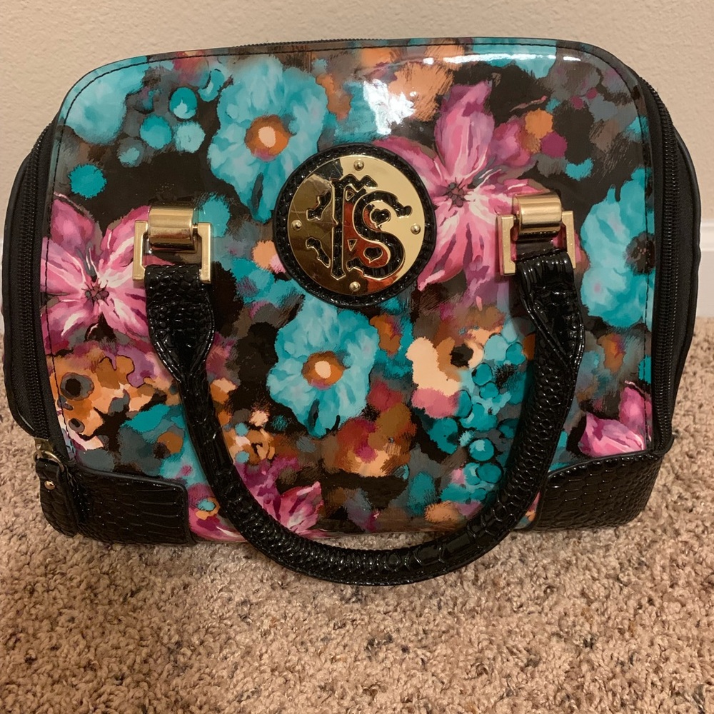 Black/Flower Print Satchel